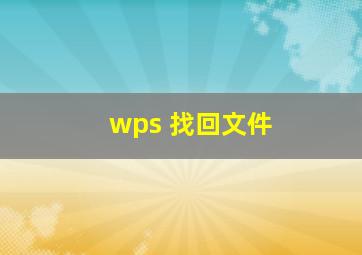 wps 找回文件